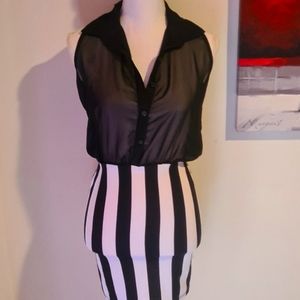 Gracie size S Collared mesh bodycon dress